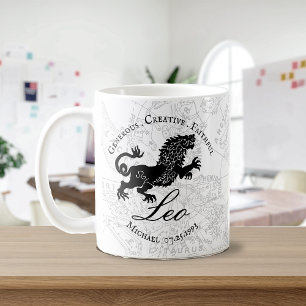 Vintage Leo Zodiac Sign Anpassningsbar Black White Kaffemugg