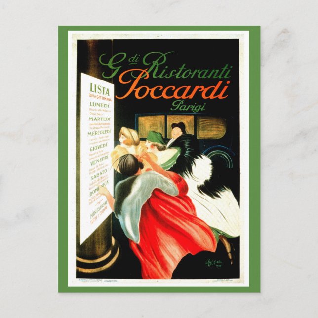 Vintage Leonetto Cappiello Italienska Restaurant Vykort (Framsida)