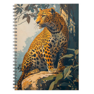 Vintage Leopard Art Anteckningsbok