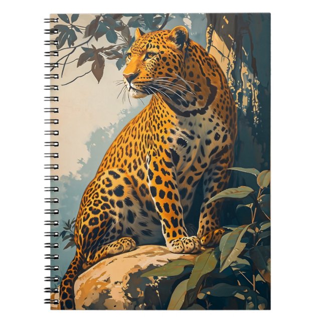 Vintage Leopard Art Anteckningsbok (Framsidan)