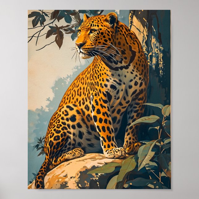 Vintage Leopard Art Poster (Framsidan)