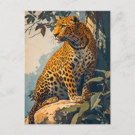 Vintage Leopard Art Vykort