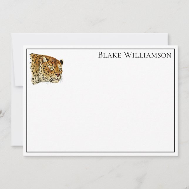 Vintage Leopard Cheetah Spoted Cat Head Anteckningskort (Framsida)