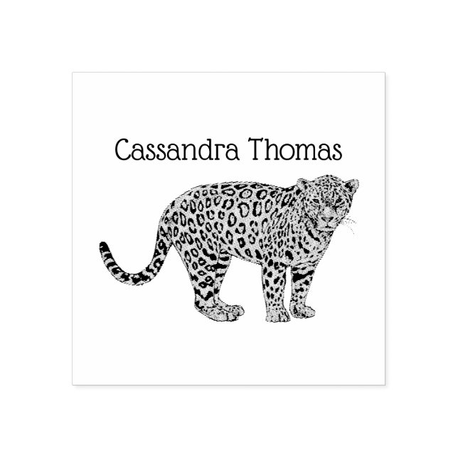 Vintage Leopard Cheetah Spoted Cat Teckning Stämpel (Tryck)