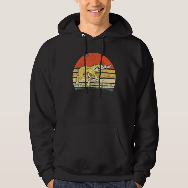 Vintage Leopard Gecko Retro Sunset Lizard Reptile Hoodie (Framsida)