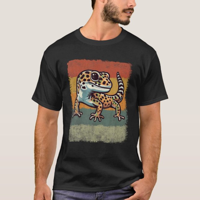Vintage Leopard Gecko TShirts Women Kids Boys Yout (Framsida)