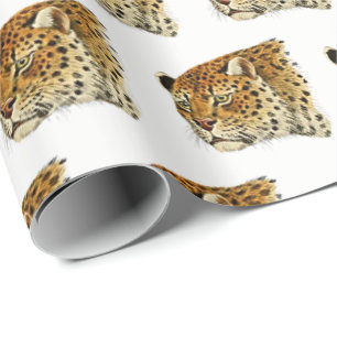 Vintage Leopard Gepard Fläckig Katt Huvud Presentpapper