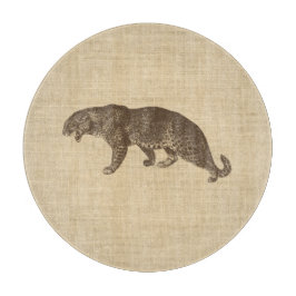 Vintage Leopard Illustration on Burlap