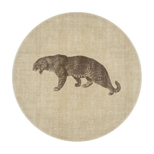 Vintage Leopard Illustration on Burlap (Framsidan)