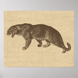 Vintage Leopard Illustration Poster