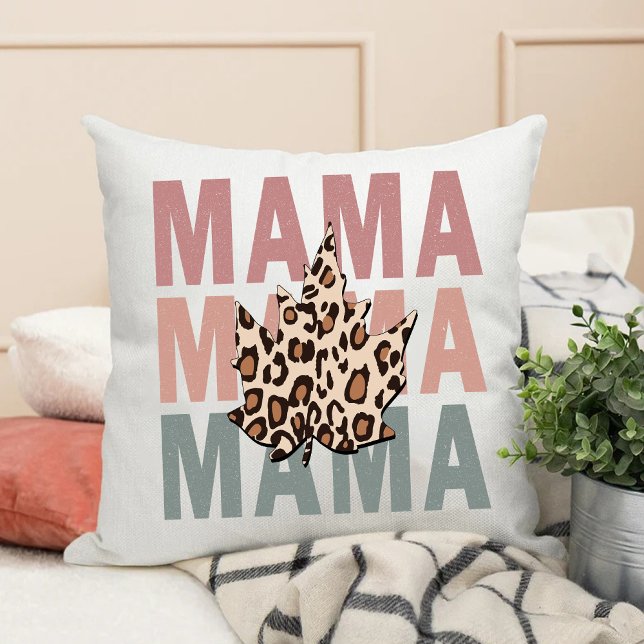 Vintage Leopard Mamma Cute Best Mamma-årsdagen Kudde (Vintage Leopard Mama Cute Best Mom Anniversary Throw Pillow)