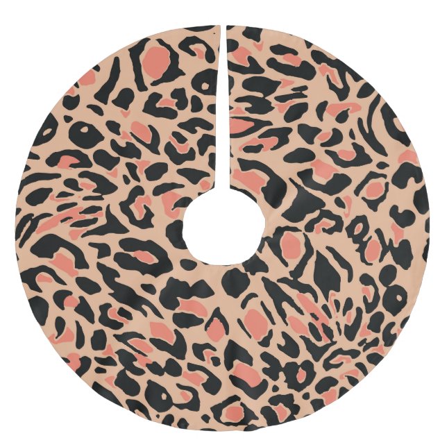 Vintage Leopard Mönster Design Julgransmatta Borstad Polyester (Framsidan)