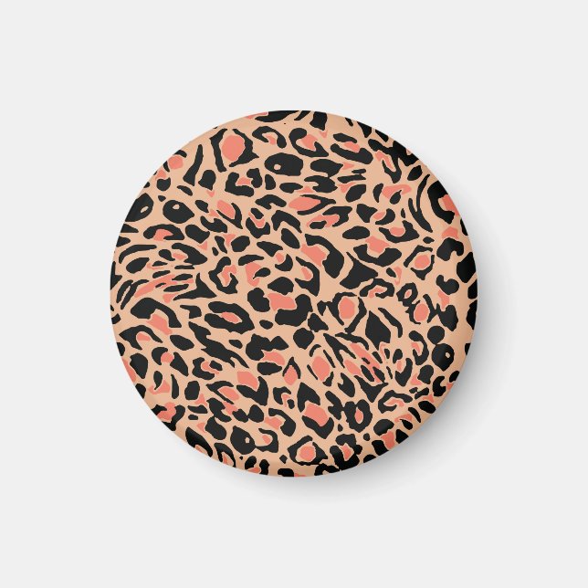 Vintage Leopard Mönster Design Magnet (Framsidan)