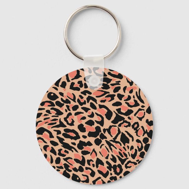 Vintage Leopard Mönster Design Nyckelring (Framsida)