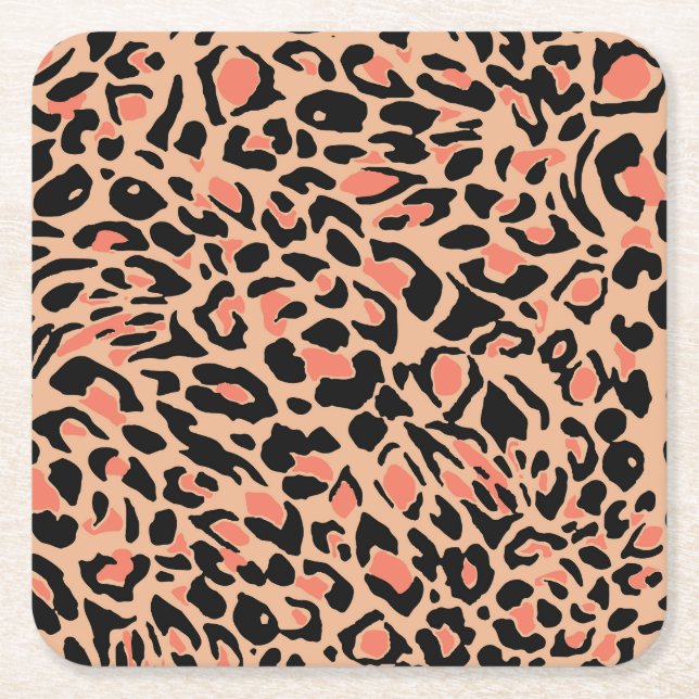 Vintage Leopard Mönster Design Underlägg Papper Kvadrat (Framsidan)
