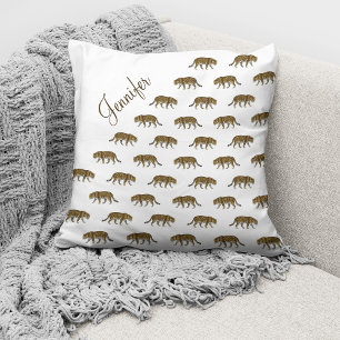 Vintage Leopard Mönster eget namn Kudde