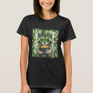 Vintage Leopard Rolig St Patricks Day Tvättbjörn T Shirt