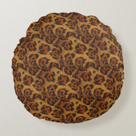 Vintage Leopard Skriv ut Rund Kudde