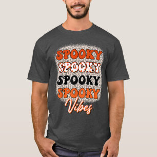Vintage Leopard Spooky Vibes Funny Halloween Manar T Shirt