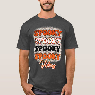 Vintage Leopard Spooky Vibes Funny Halloween Manar T Shirt