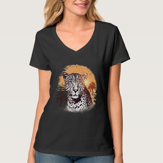 Vintage Leopard vid Sunset T-shirt (Framsida)