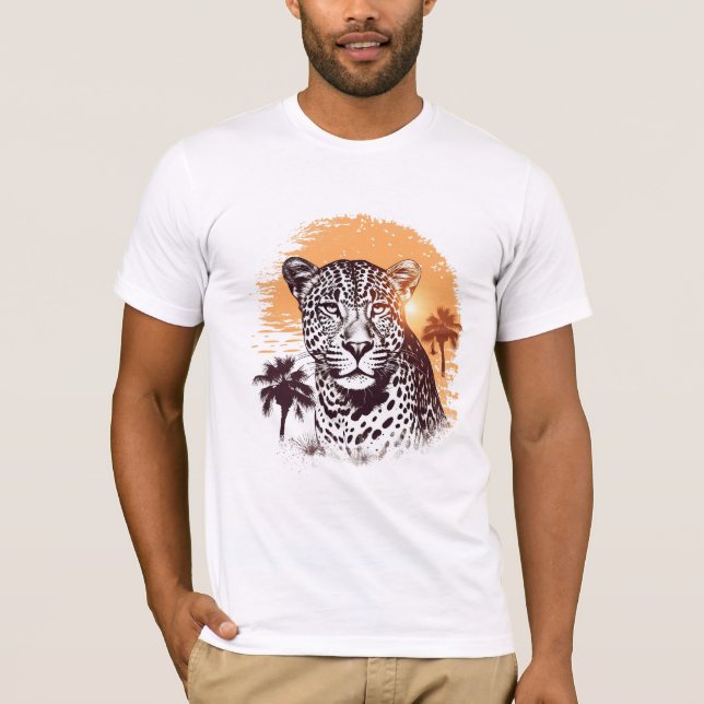 Vintage Leopard vid Sunset T-shirt (Framsida)
