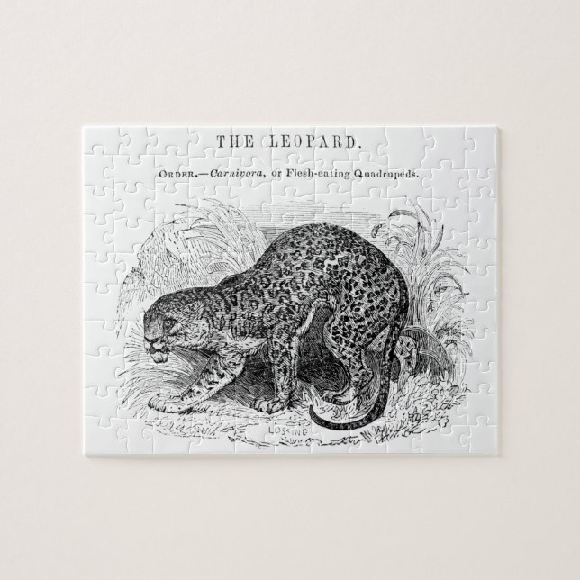 Vintage leopard vilda djur illustration pussel (Horisontell)
