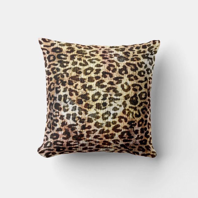 Vintage leopardtryckskinn kudde (Framsida)