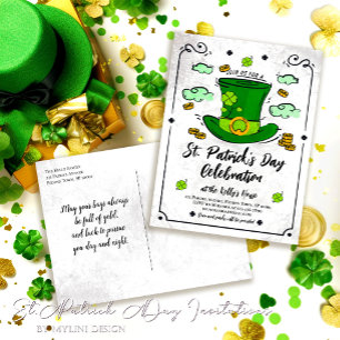 Vintage Leprechaun Hat St. Patrick's Day Inbjudan Vykort
