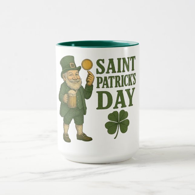 Vintage, leprechaun Saint Patrick's Day  Mugg (Center)