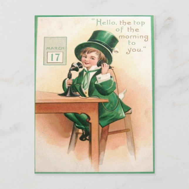 Vintage Leprechaun-St patrick's day Vykort (Framsida)