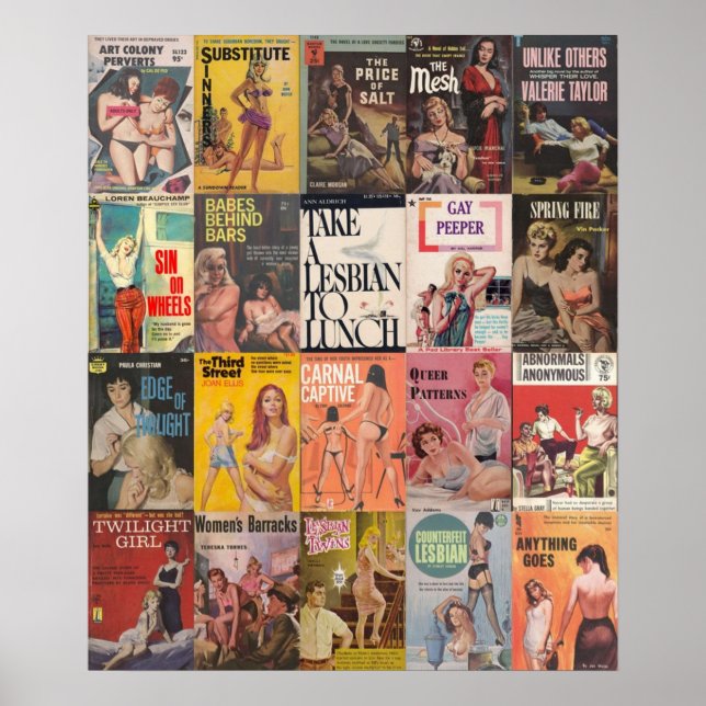 Vintage Lesbisk Pulp Fiction Collage Poster (Framsidan)