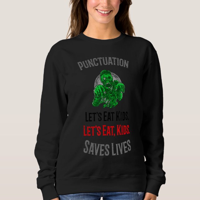 Vintage Lets Eat Kids Punctuation Zombie T Shirt (Framsida)