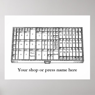 Vintage letterpress type fodral print shop poster