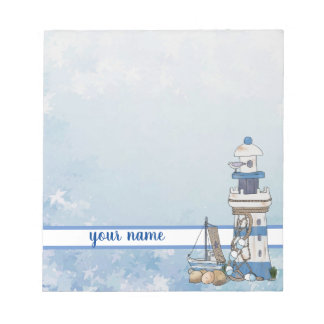 Vintage Leuchtturm mit schiff Anteckningsblock