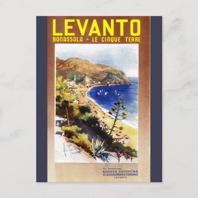 Vintage Levanto Genova Italien Turism Vykort (Framsida)