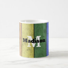 Vintage LGBT-flagga med störd regnbåge, monogram Kaffemugg