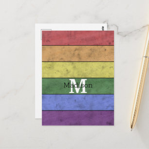Vintage LGBT-flaggans stolthets slitna regnbågsmon Vykort