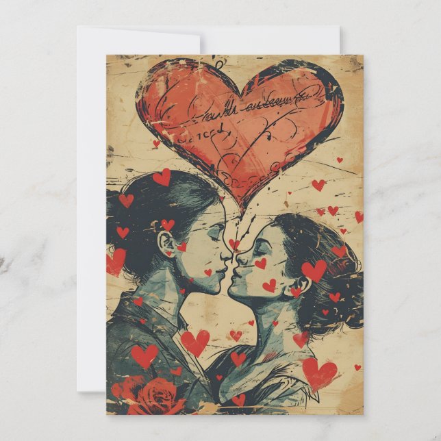 Vintage LGBTQ Alla hjärtans dag Julkort (Framsida)