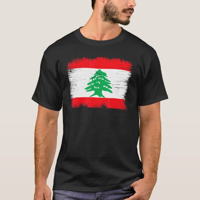 Vintage Libanon Flagga Libanesiska Independence da T Shirt (Framsida)
