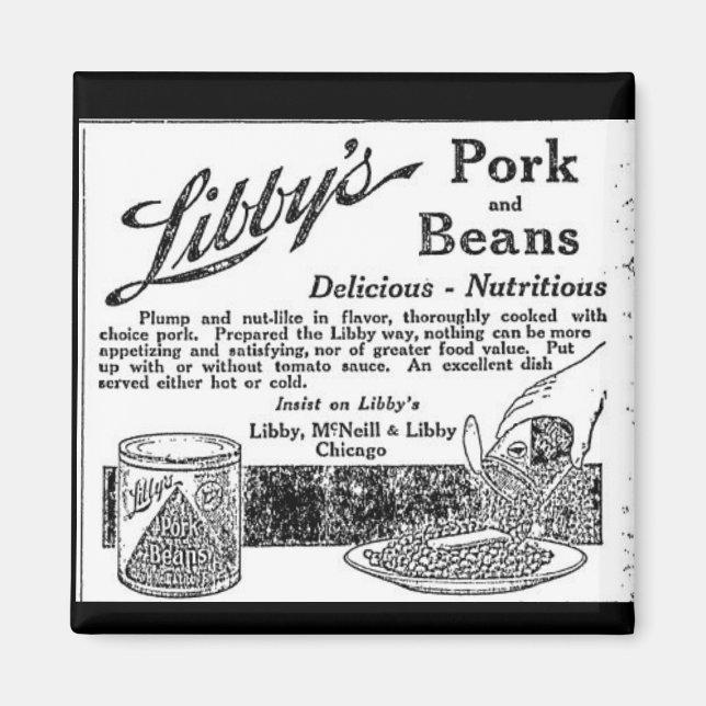 Vintage Libbys reklammagnet Gris & Beans Magnet (Framsidan)