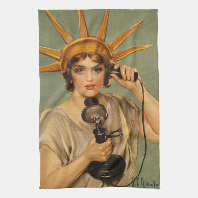 Vintage Liberty Bell, Första världskriget patrioti Kökshandduk (Vertikal)