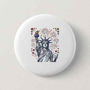 Vintage Liberty fyrverkerier Patriotisk Vector Des Knapp
