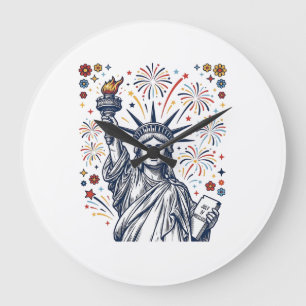 Vintage Liberty fyrverkerier Patriotisk Vektor Des Stor Klocka