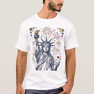 Vintage Liberty fyrverkerier Patriotisk Vektor Des T Shirt