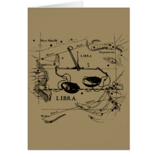 Vintage Libra Constellation Hevelius Stil Hälsningskort