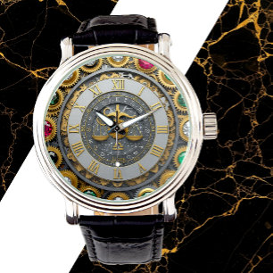 Vintage Libra watch, Astrology, Zodiac, Gems, Guld Armbandsur