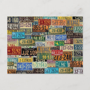 Vintage License Plates Vykort