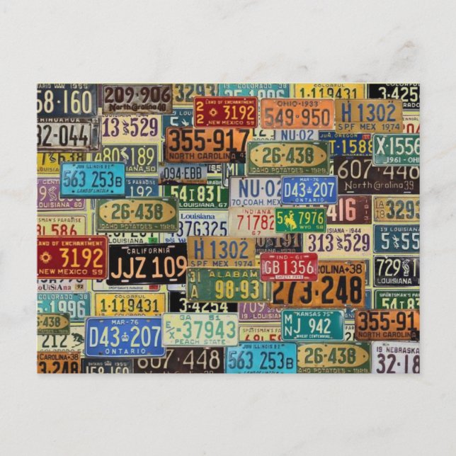 Vintage License Plates Vykort (Framsida)