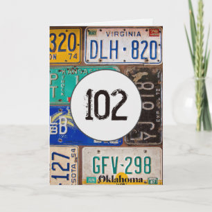 Vintage License Tallrikar för 102:a födelsedagen Kort